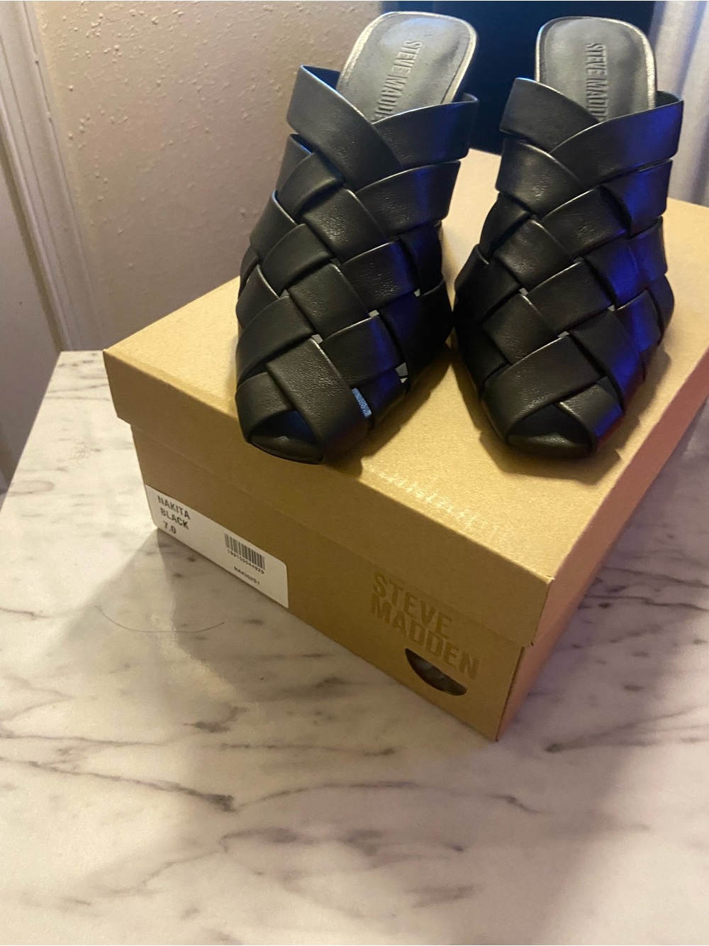 Steve Madden Black Braided Mule Slides